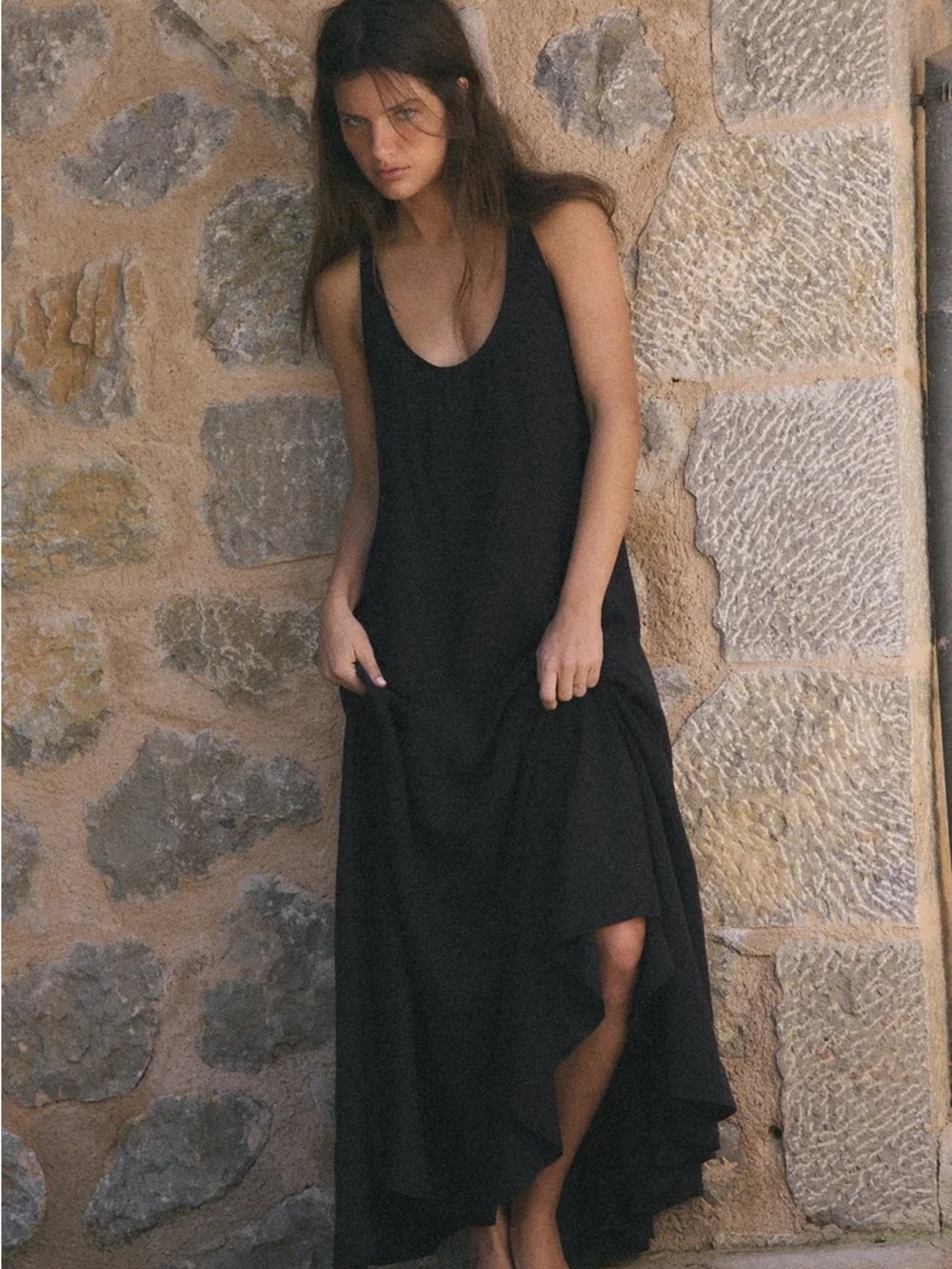 Zara Black Scoop Neck Sleeveless Maxi Dress